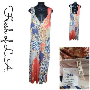 FRESH OF L.A. ABSTRACT PRINT MAXI SUNDRESS NWT